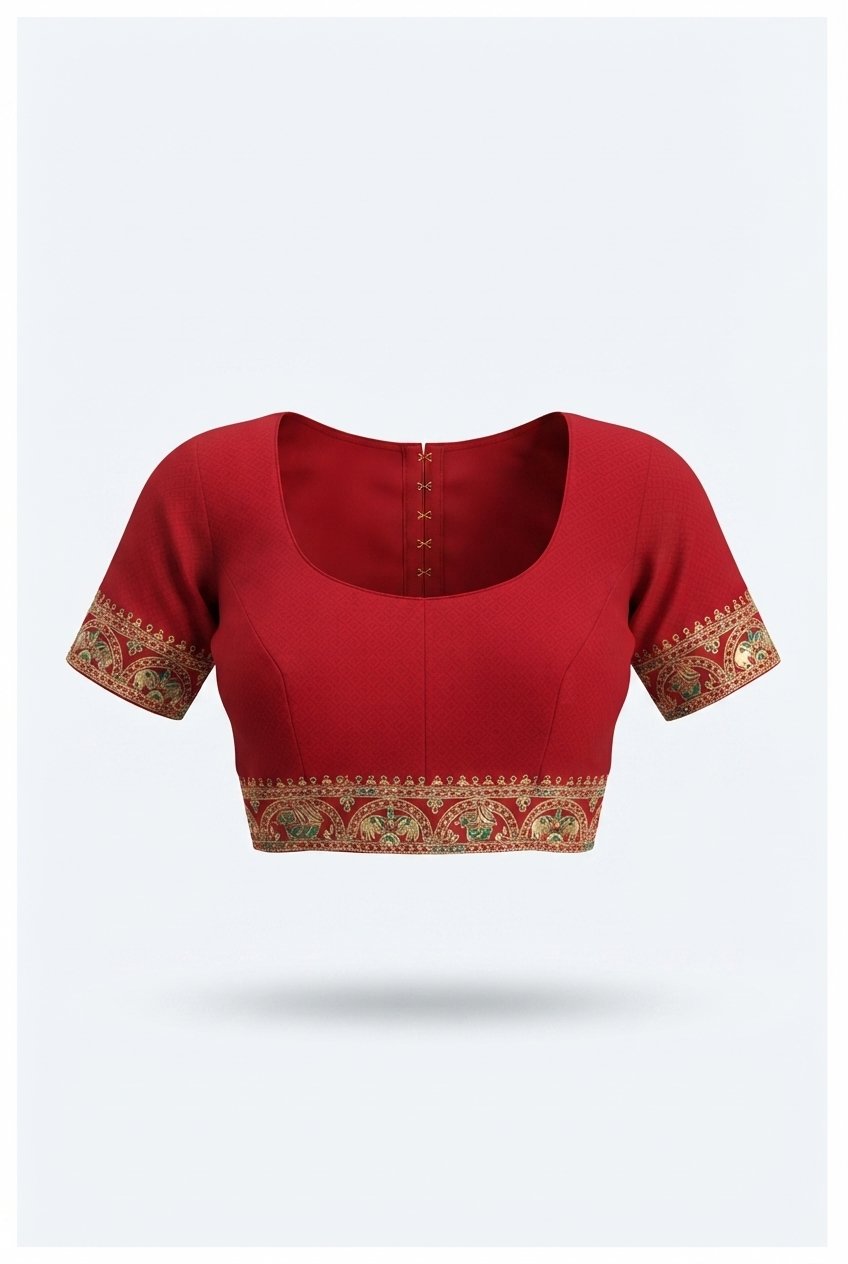 Exquisite Crimson Red Georgette Saree With Heritage Embroidery And Zari Border
