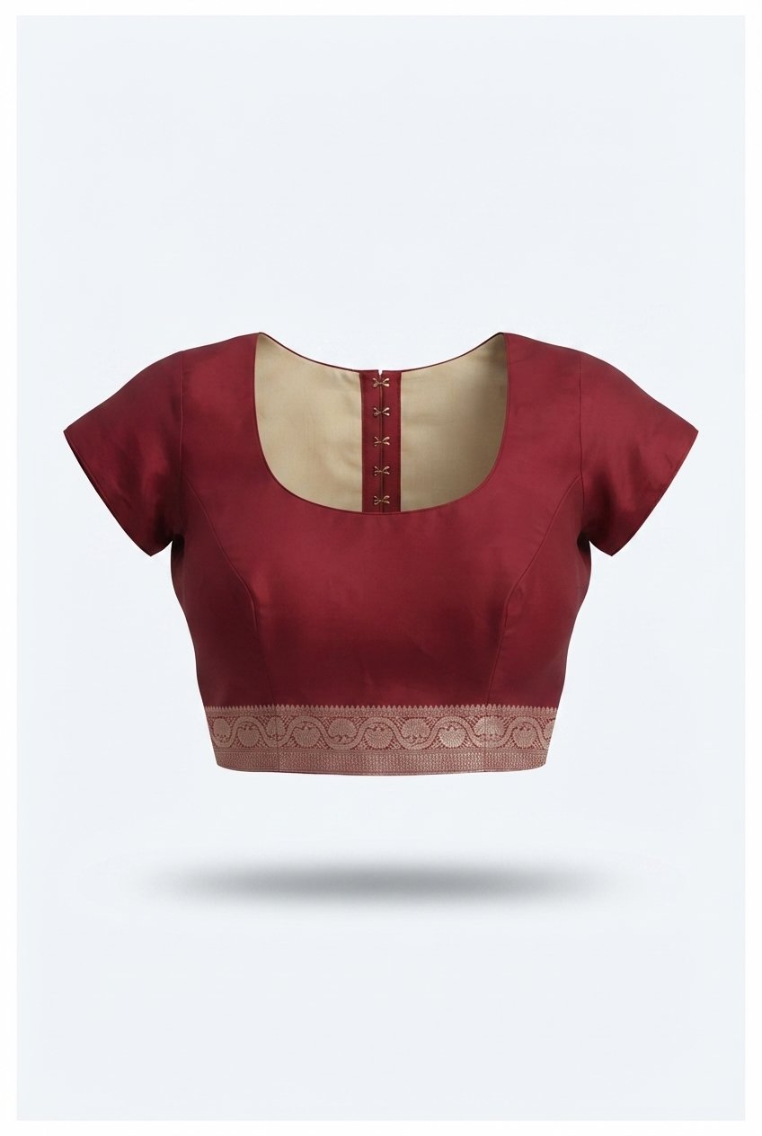 Handwoven Maroon Banarasi Silk Saree With Elegant Silver Zari Jaal