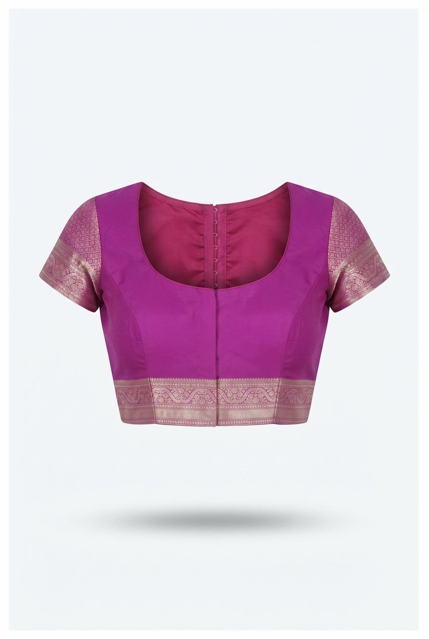 Elegant Orchid Magenta Banarasi Silk Saree With Intricate Zari Work