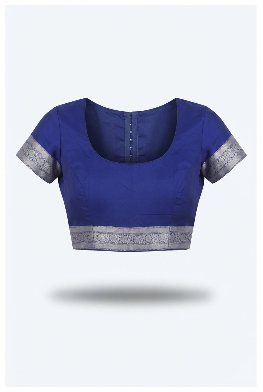 Royal Indigo Blue Banarasi Silk Saree With Intricate Silver Zari Weave
