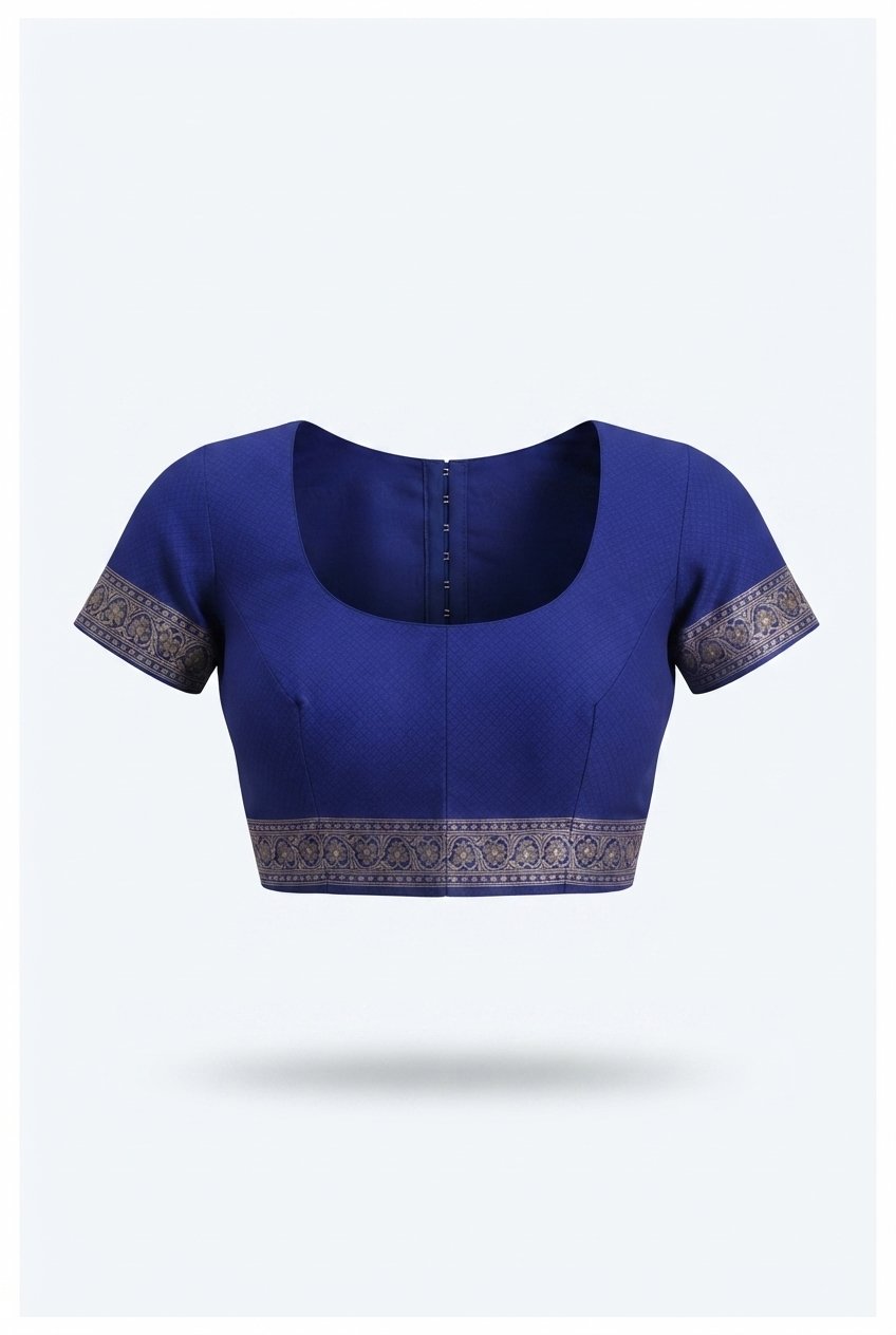 Royal Blue Banarasi Silk Saree With Intricate Silver Floral Jaal
