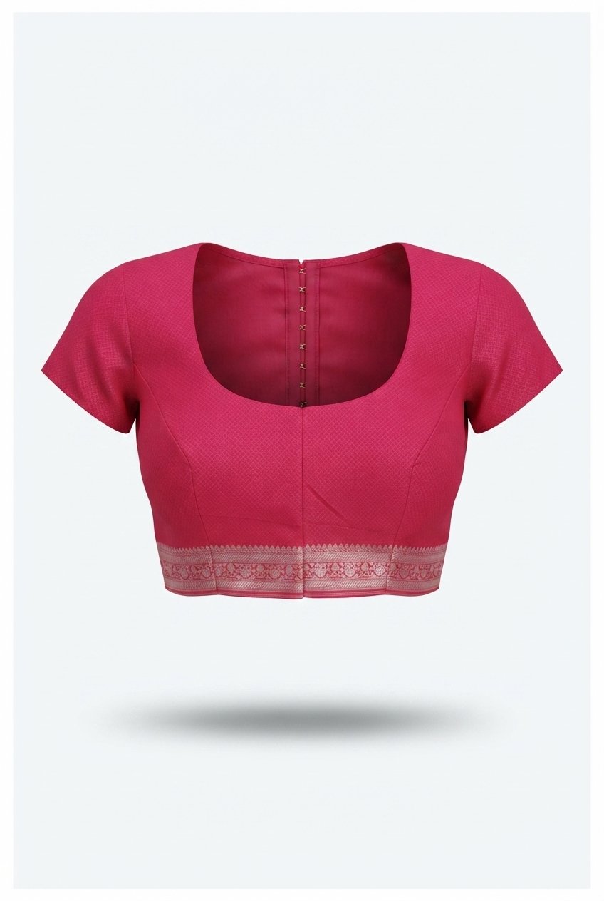 Rose Pink Banarasi Silk Saree With Intricate Silver Zari Floral Jaal And Tassel Border