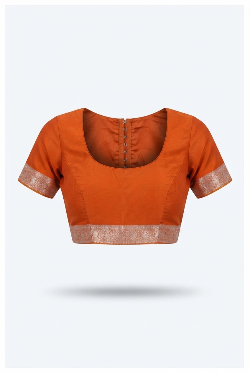 Tangerine Orange Banarasi Khaddi Georgette Saree With Silver Zari Weaving