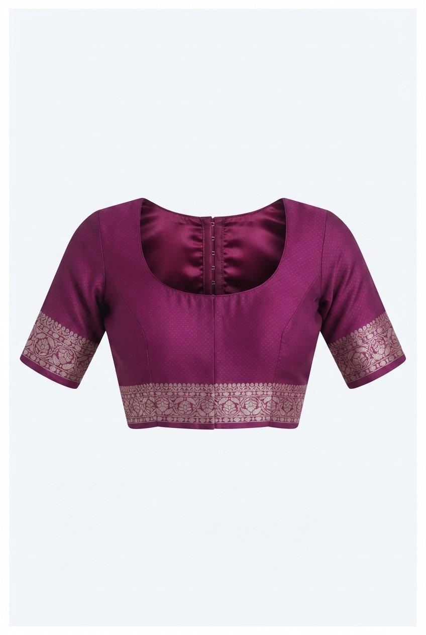 Handcrafted Plum Purple Banarasi Silk Saree With Elegant Silver Zari Weaving