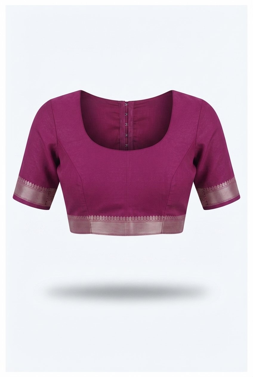 Elegant Magenta Banarasi Silk Saree With Silver Zari Brocade And Paisley Border