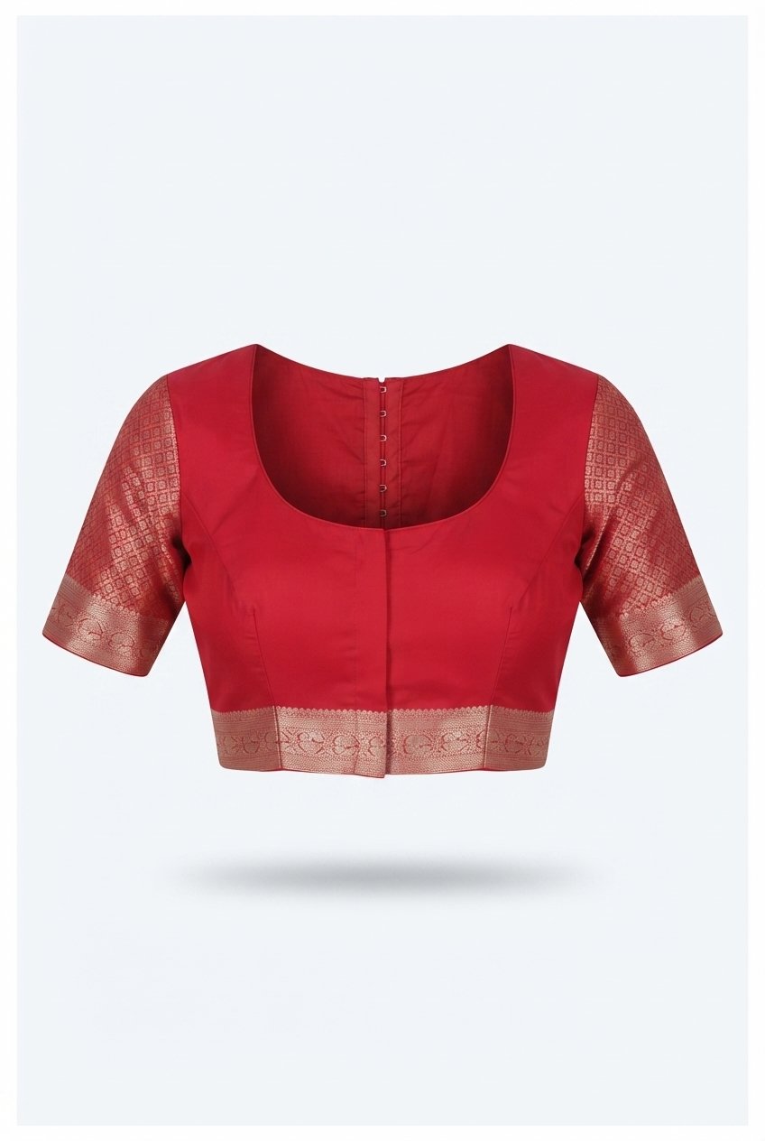 Crimson Red Banarasi Silk Saree With Elegant Zari Weave