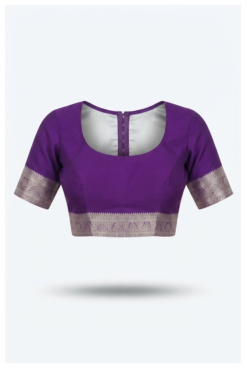 Royal Purple Banarasi Silk Saree With Intricate Silver Zari Weave