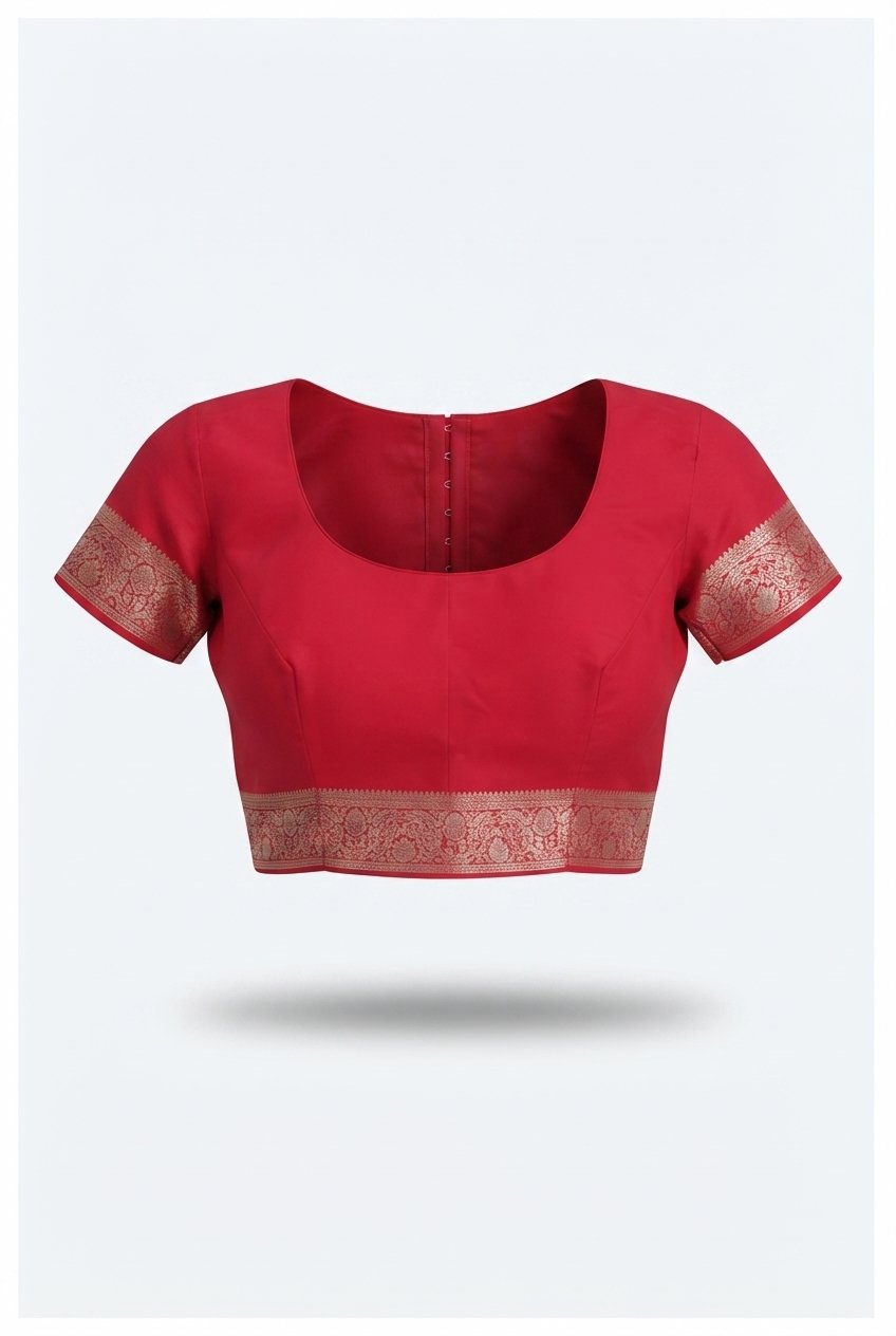 Elegant Crimson Red Banarasi Silk Saree With Intricate Silver Zari Jaal