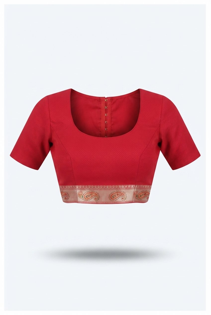 Elegant Coral Red Banarasi Silk Saree With Intricate Floral Jaal
