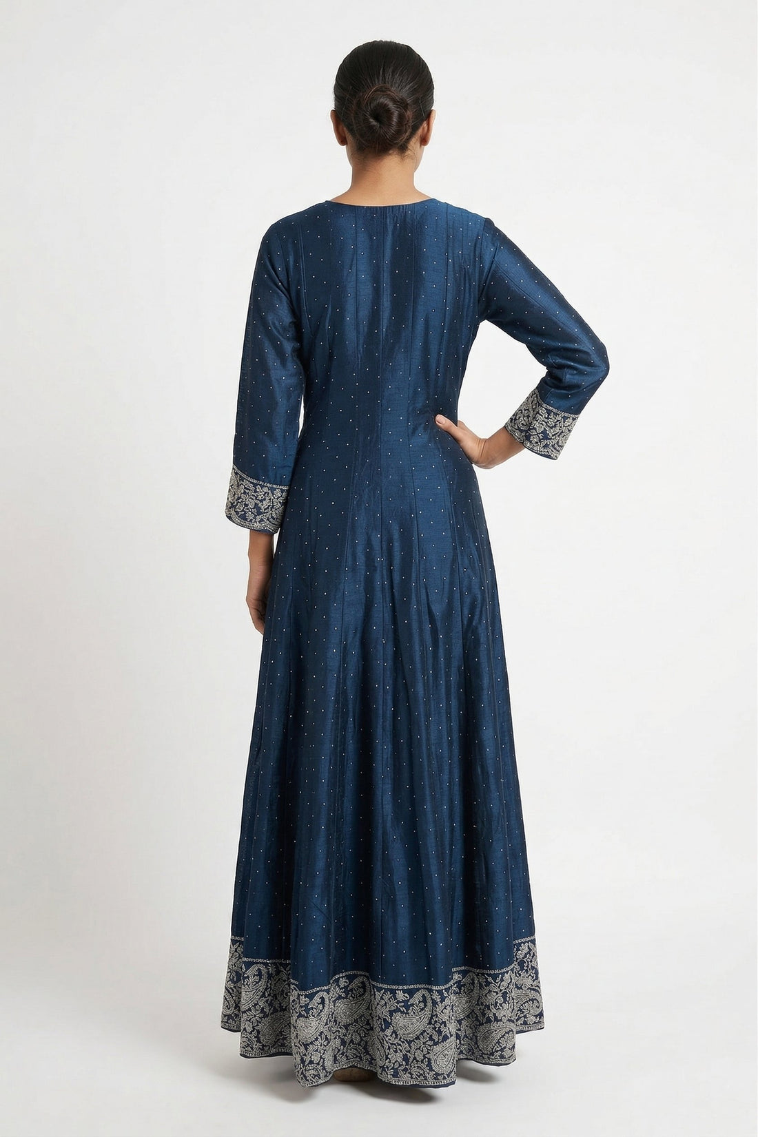Midnight Blue Embroidered Anarkali Kurta Set With Dupatta