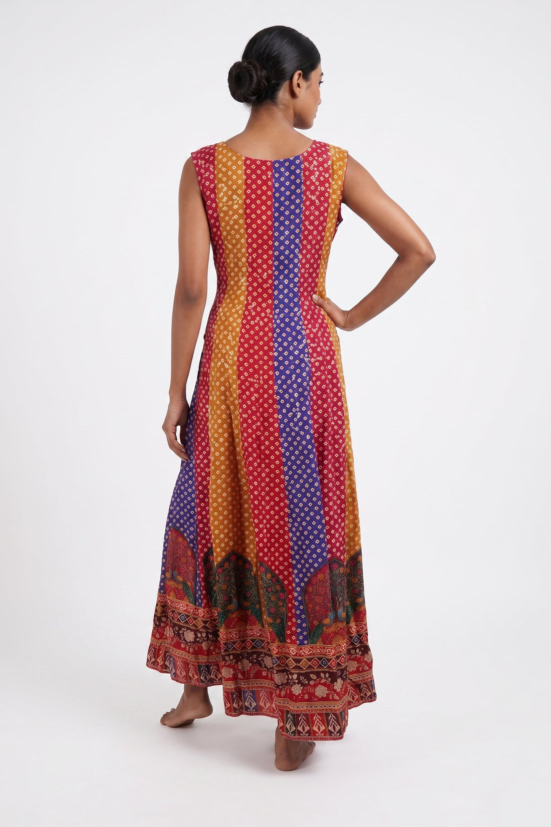 Royal Multicolor Bandhani Printed Anarkali Gown With Designer Dupatta