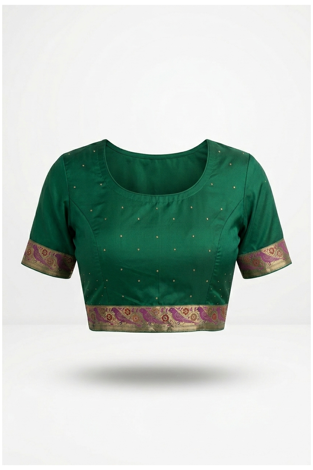 Bottle Green Banarasi Silk Saree With Hand Work Weaving
