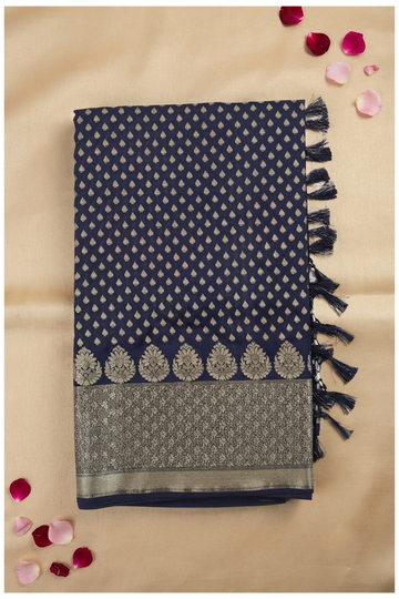 Navy Blue Banarasi Art Silk Wedding & Party Wear Saree