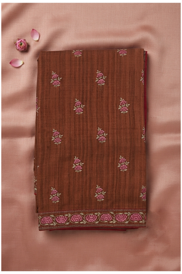 Rust Paithani Art Silk Wedding Saree