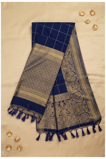 Royal Blue South Silk Tissue For Wedding & Party Wear