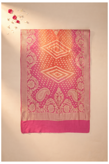 Rani Pink Bandhni Gajji Silk Wedding Saree