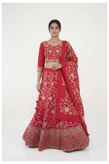 Rani Pink Embroidered Lehenga Choli With Dupatta