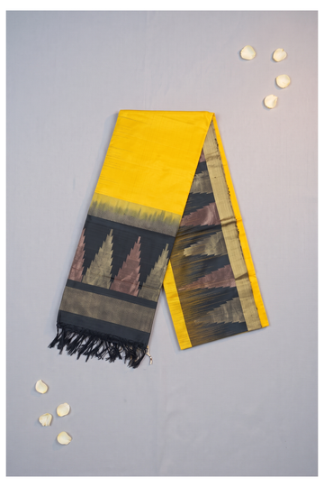 Yellow Banarasi Pure Silk Wedding Party Wear Saree