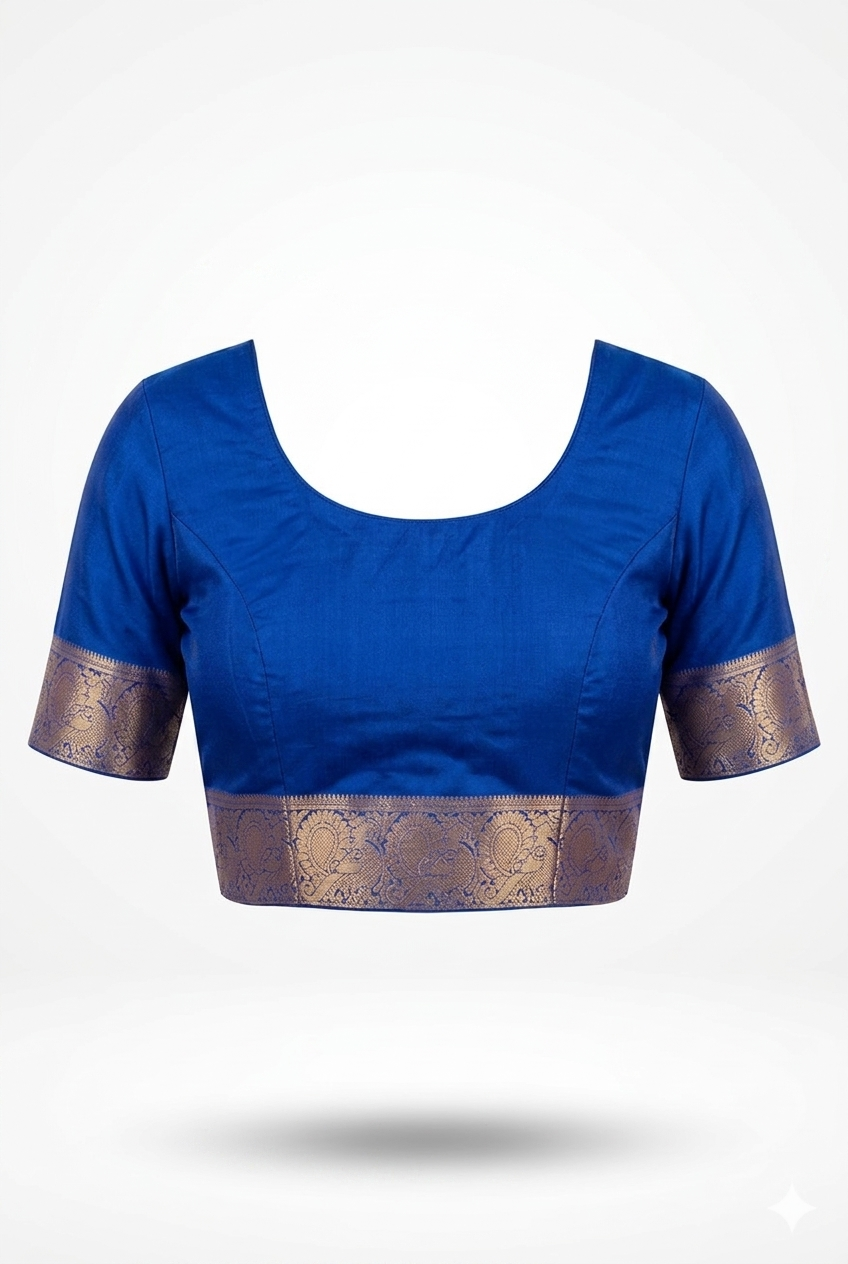 Navy Blue Pure Silk South Saree For Wedding & Party Wear