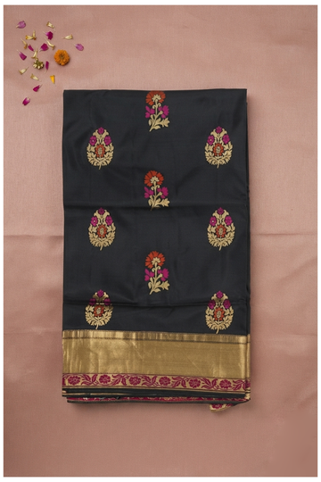 Black Pure Silk South Silk Wedding & Party Wear Saree