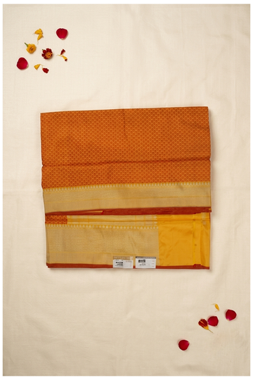 Premium Pure Silk Mustard Yellow Saree With Antique Gold Zari Jaal Weaving