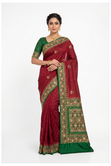 Maroon Gharchola Art Silk Gajji Silk Wedding Party Saree