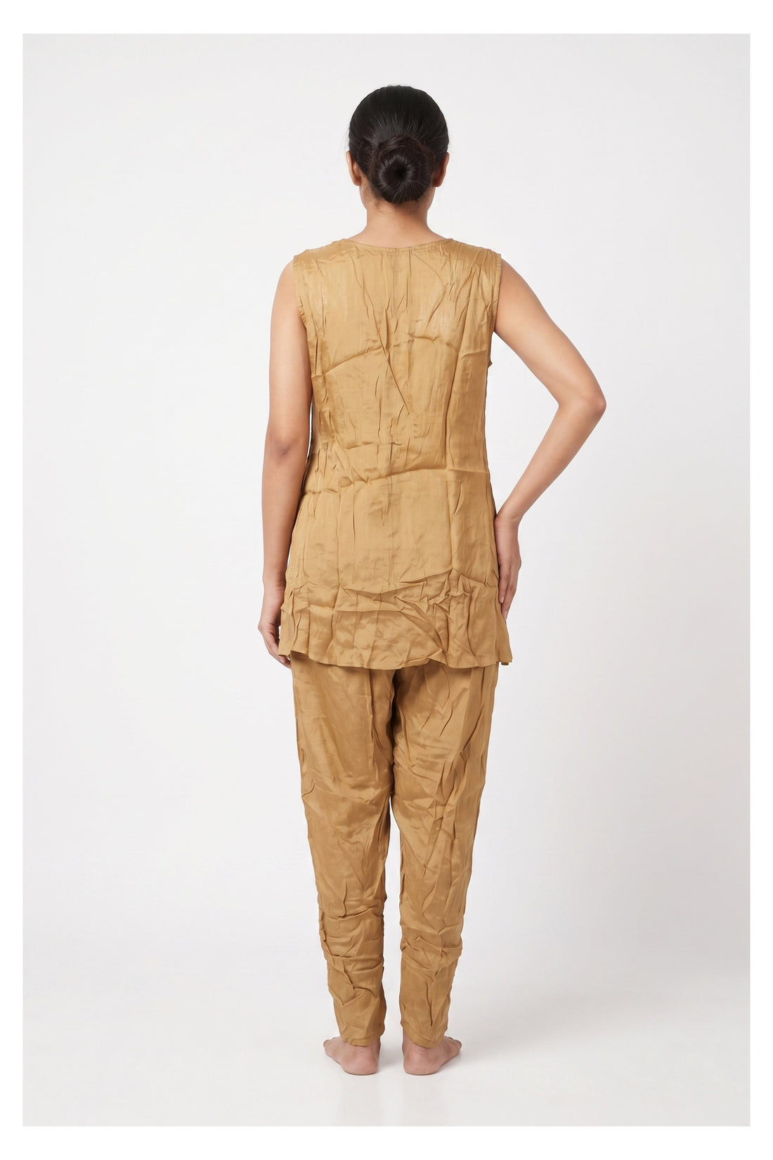 Mustard Embroidered Indo-Western Jacket Set With Dhoti Pants