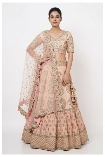 Blush Pink Handwork & Embroidery Unstitch Blouse Chaniya Choli