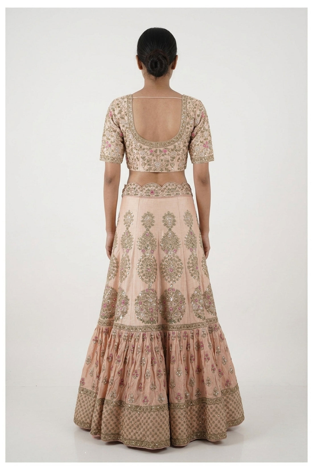 Blush Pink Handwork & Embroidery Unstitch Blouse Chaniya Choli