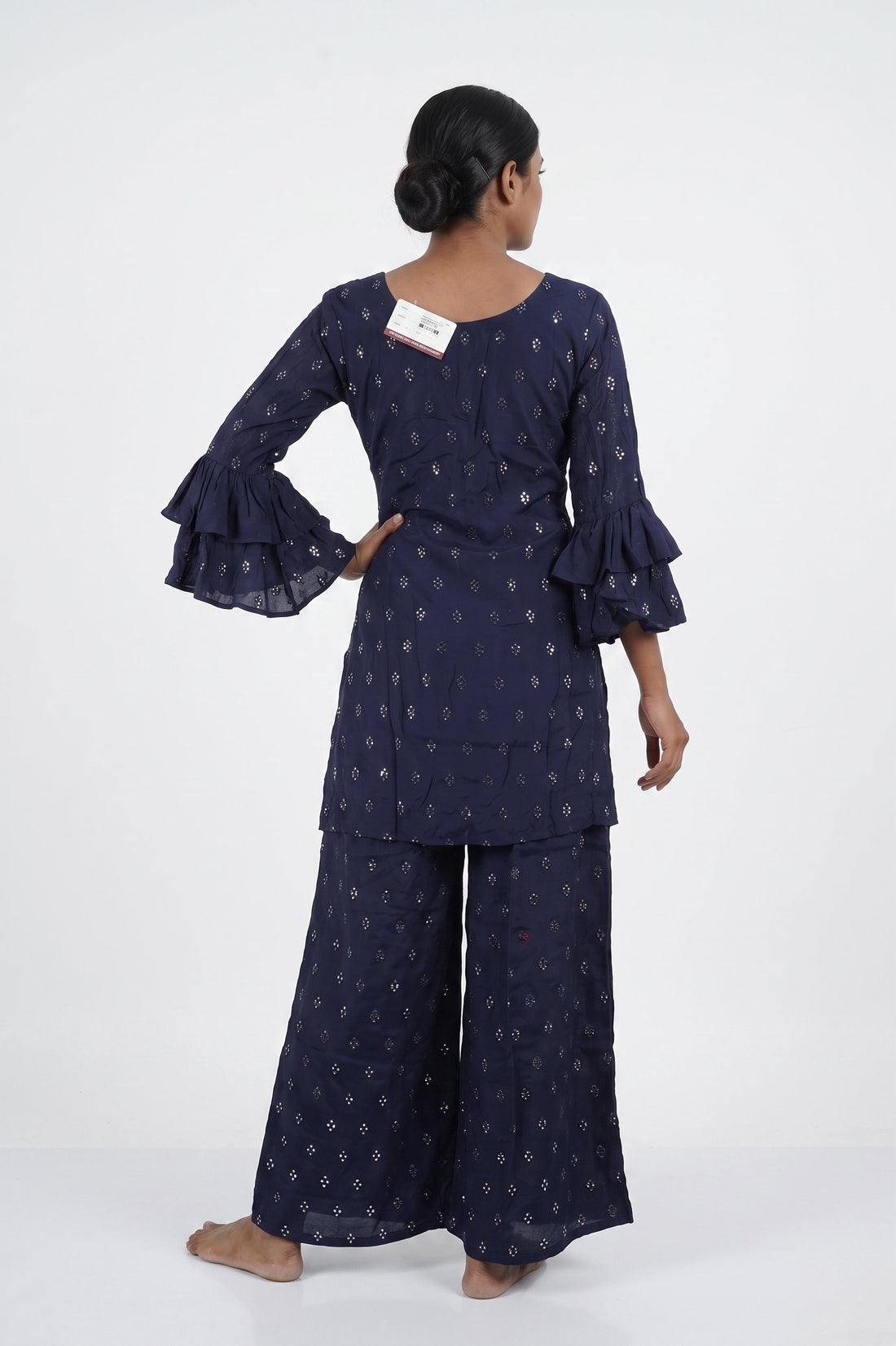 Midnight Blue Mirror Work Palazzo Suit Set