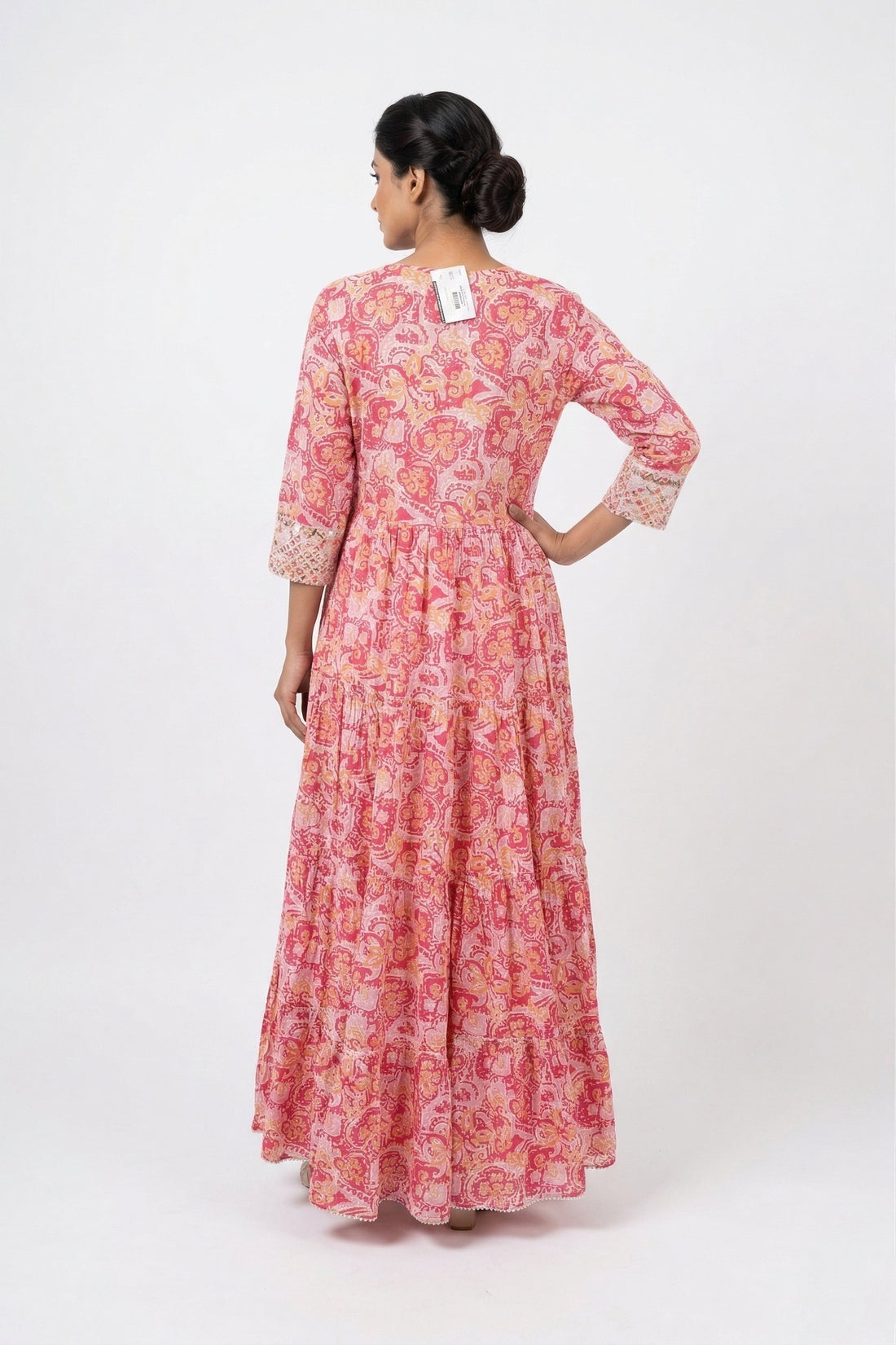 Pink Paisley Printed Flared Maxi Dress