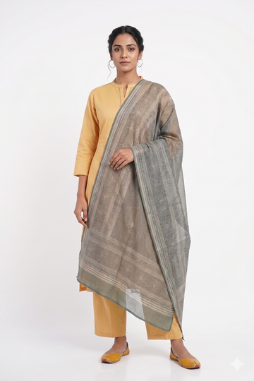 Sunshine Yellow Straight Kurta Set With Woven Dupatta