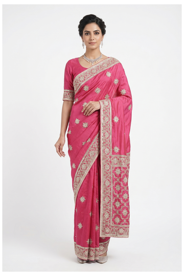 Violet Red Banarasi Art Silk Wedding & Party Saree