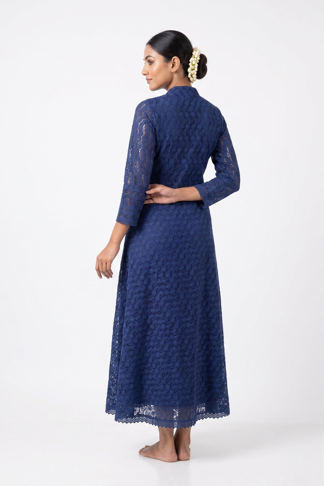 Midnight Blue Lace Anarkali Dress