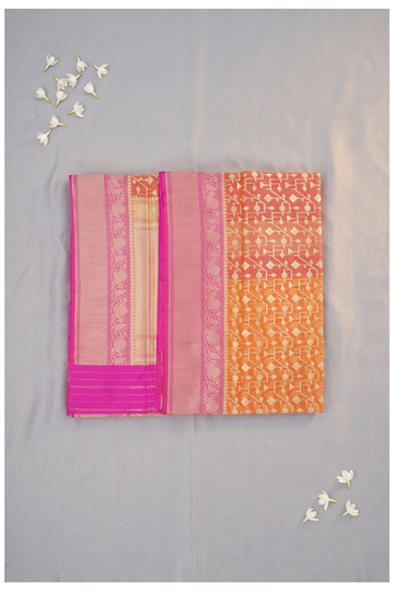 Orange Banarasi Pure Silk Wedding Saree