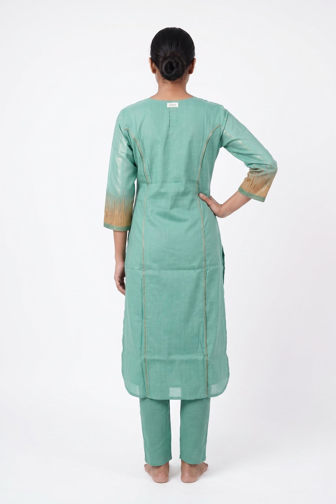 Mint Green Sleeveless Kurta Set With Ombre Dupatta