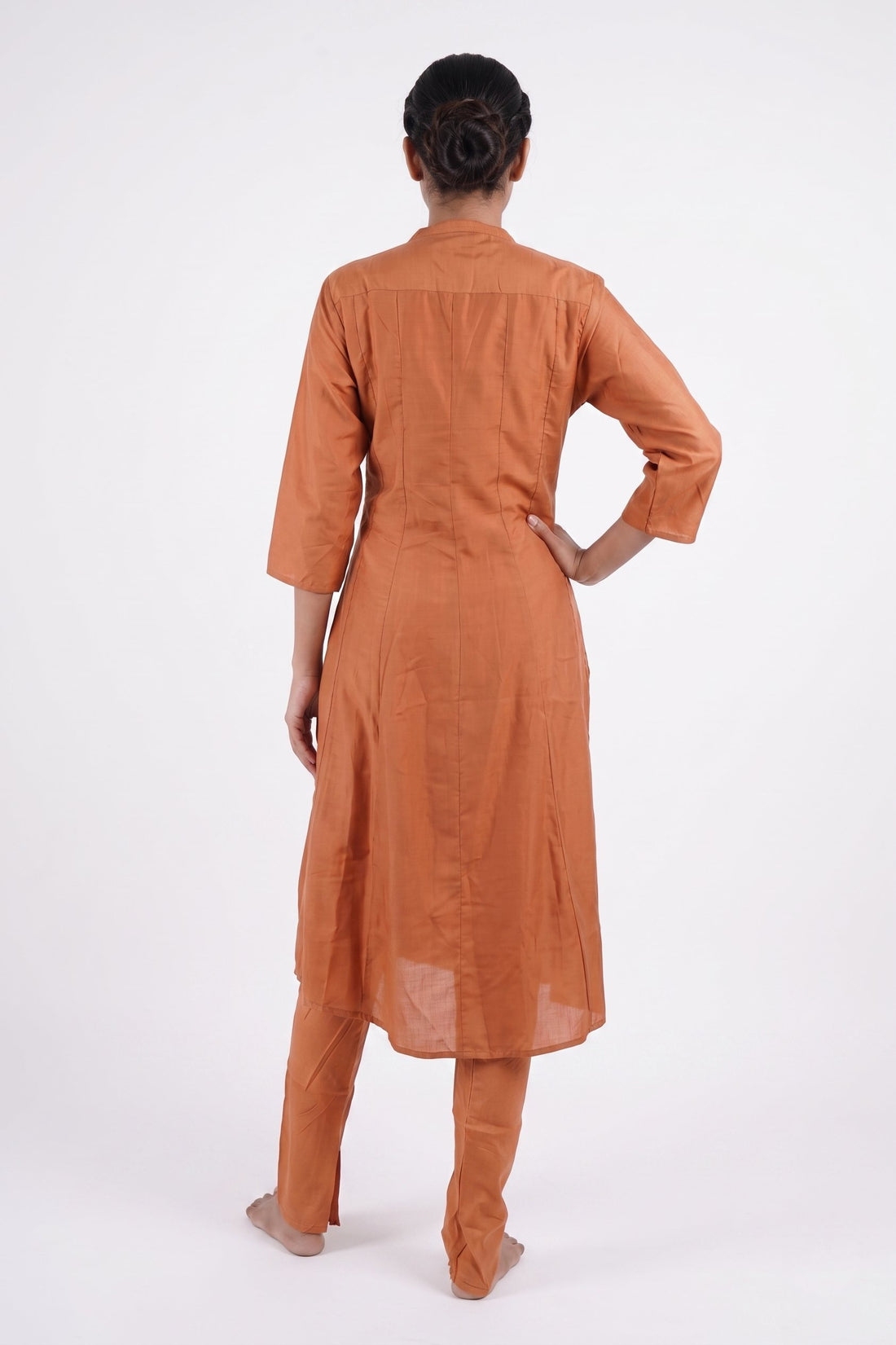 Rust Orange Kurta Set With Teal Blue Designer Dupatta