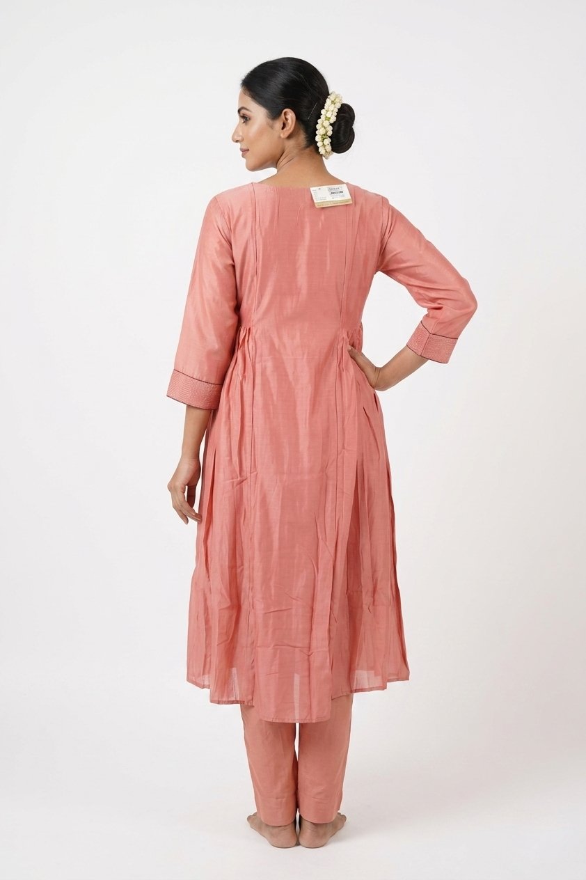 Blush Pink Designer Anarkali Suit Set With Dual Tone Dupatta