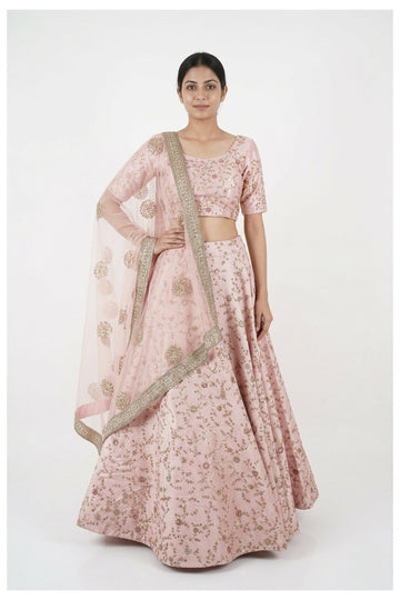 Blush Pink Handwork & Embroidery Unstitch Blouse Chaniya Choli