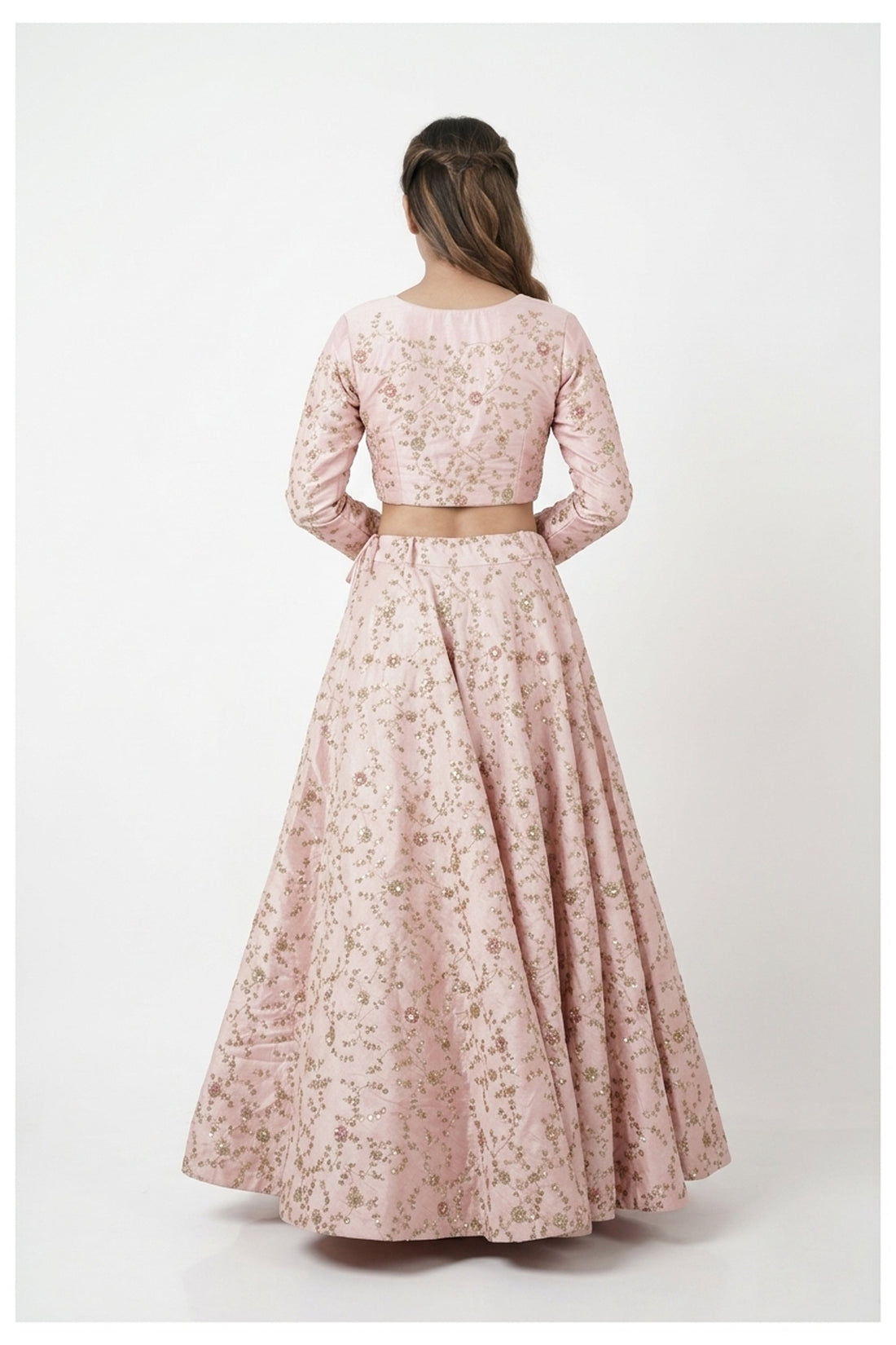 Blush Pink Handwork & Embroidery Unstitch Blouse Chaniya Choli