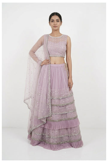 Lavender Handwork & Embroidery Unstitch Blouse Chaniya Choli