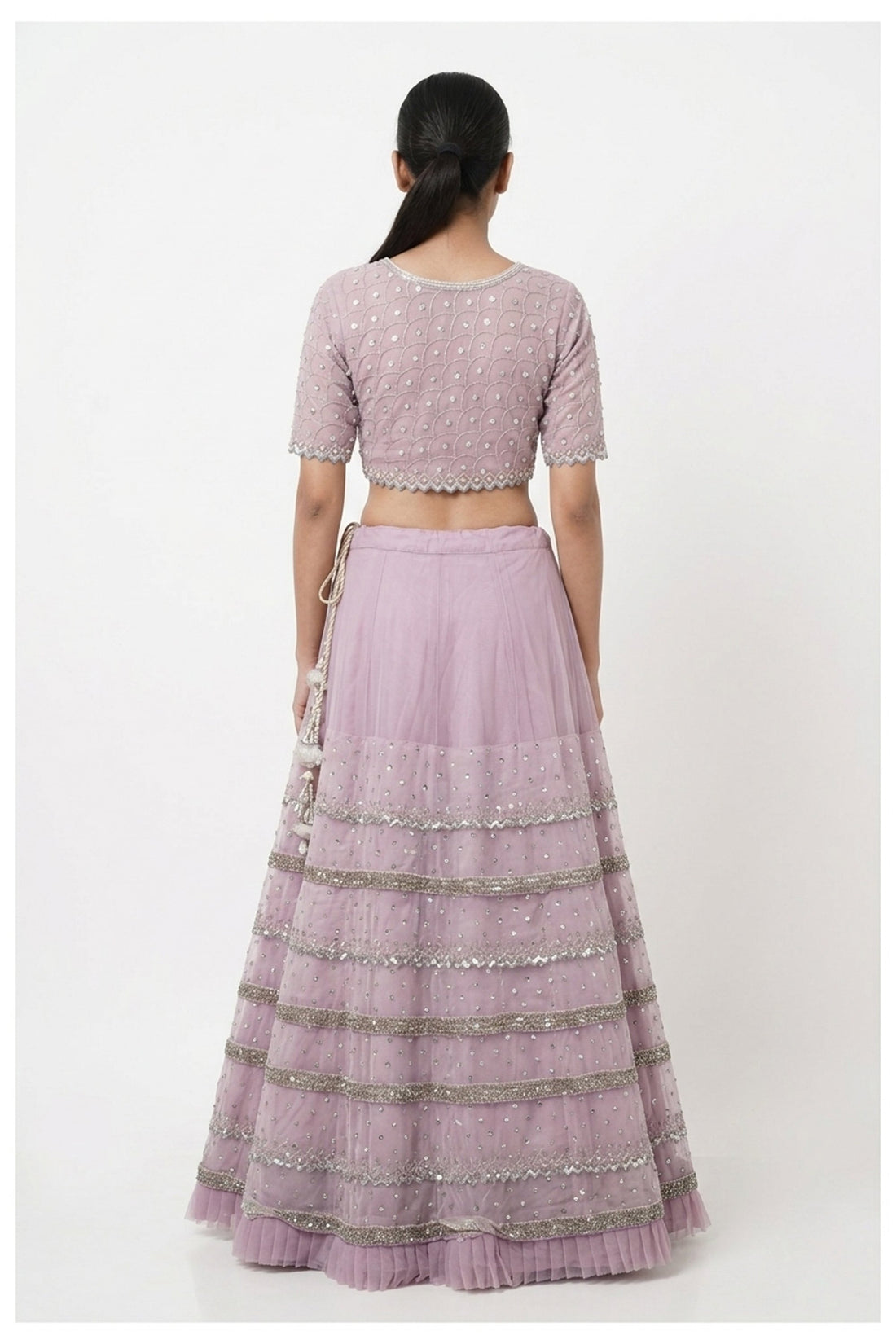 Lavender Handwork & Embroidery Unstitch Blouse Chaniya Choli