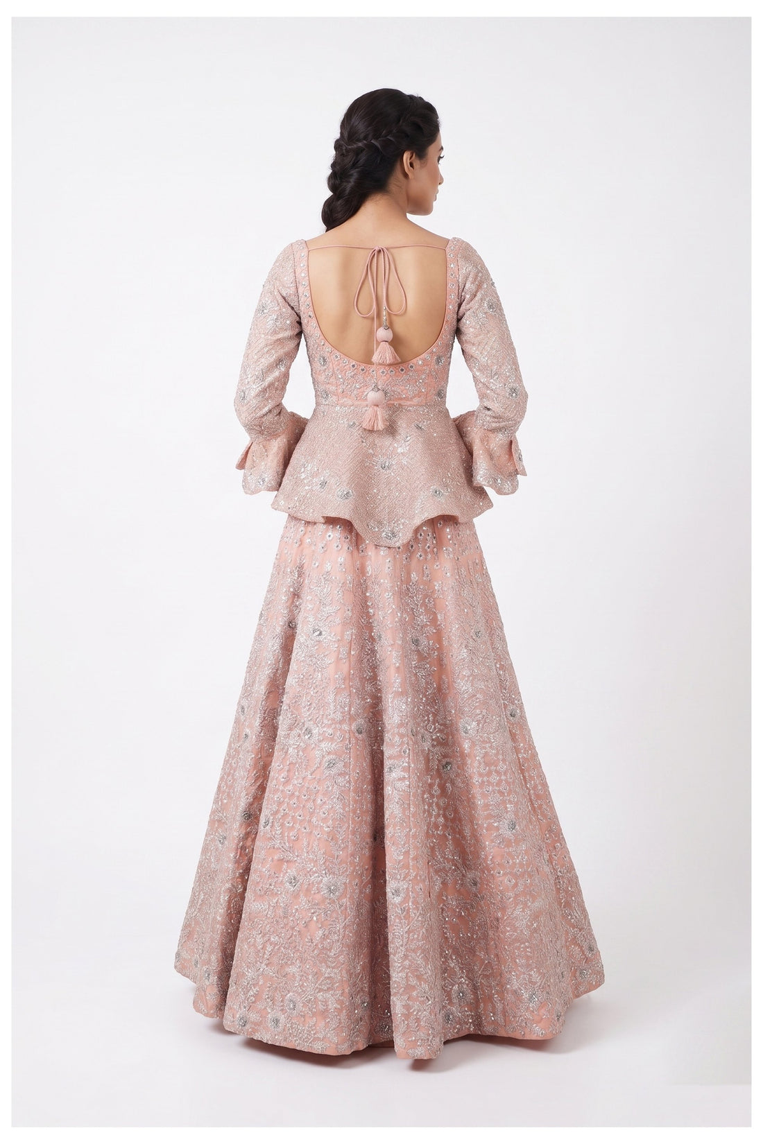 Blush Pink Hand Embroidered Designer Lehenga Choli With Net Dupatta