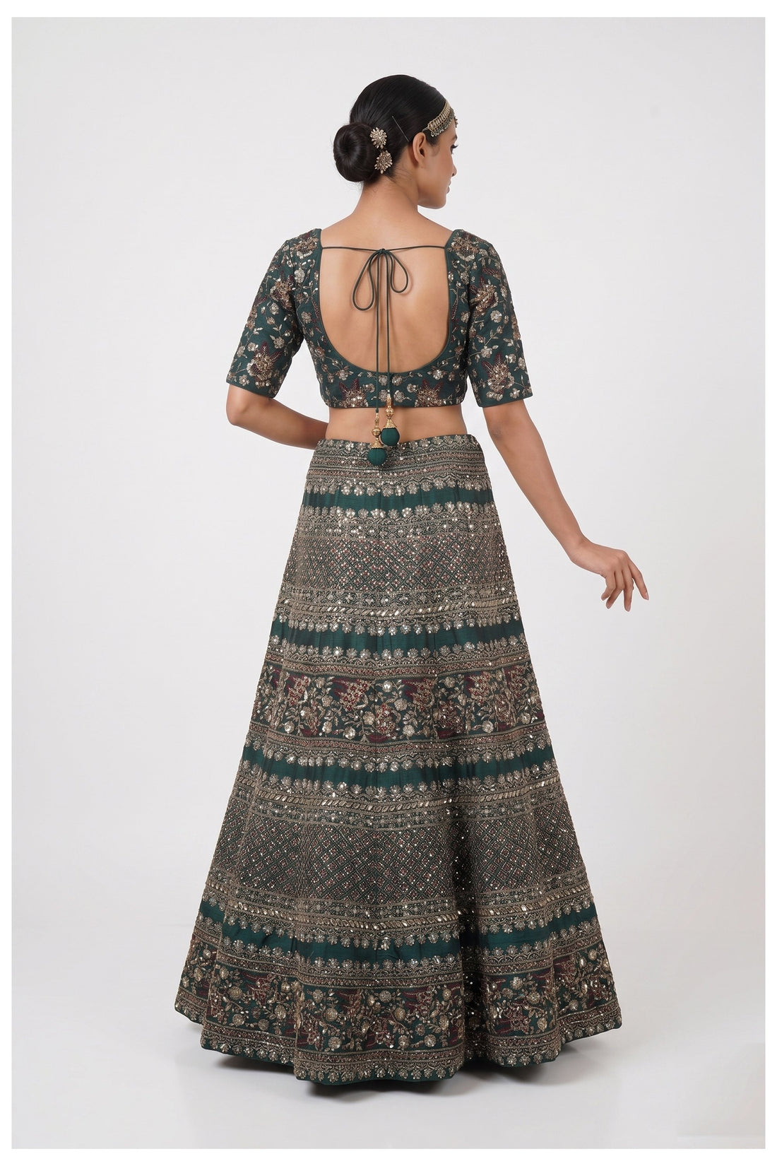 Teal Green Heavy Embroidered Bridal Lehenga Choli With Net Dupatta