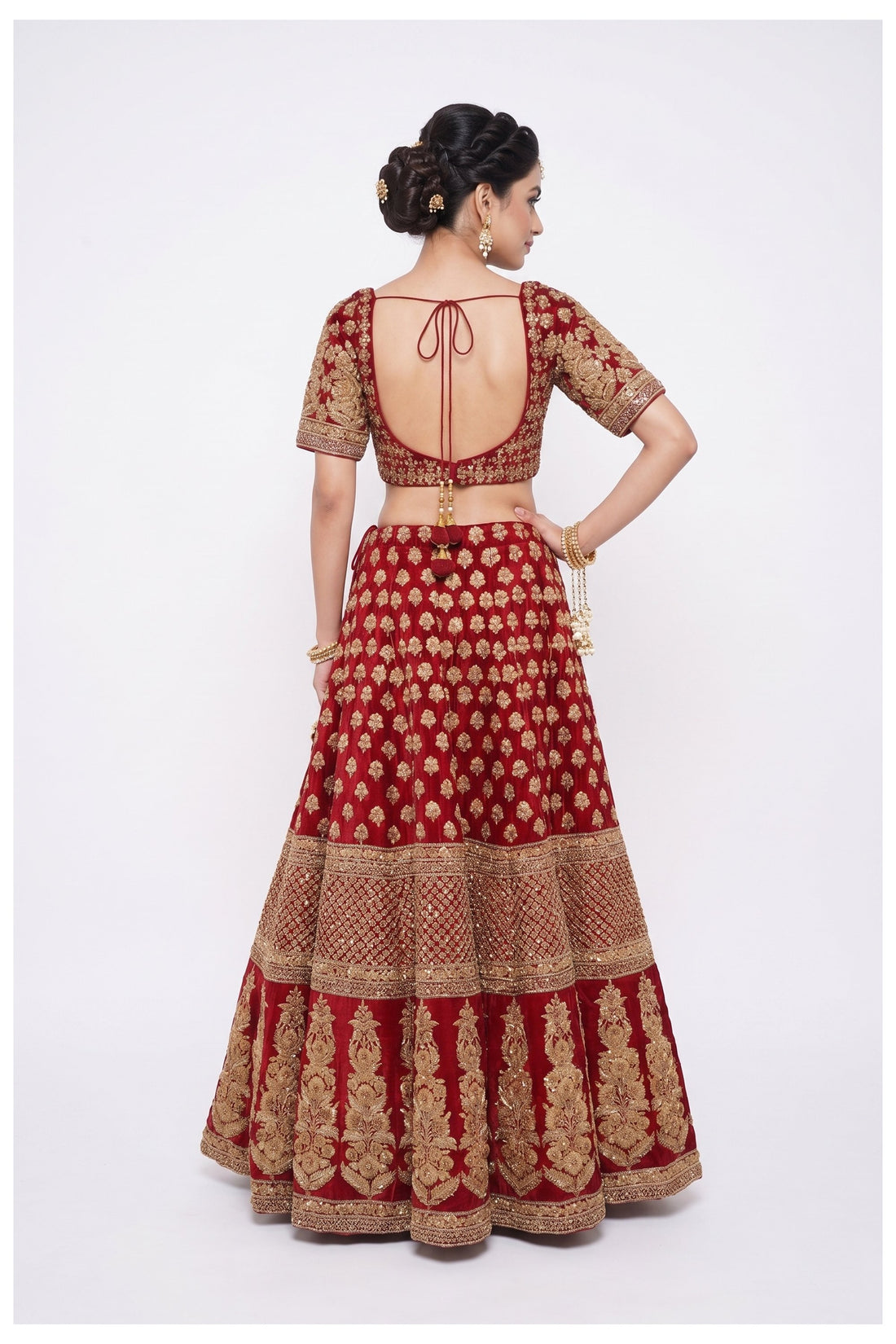 Bridal Red Handwork Embroidered Designer Lehenga Choli With Net Dupatta
