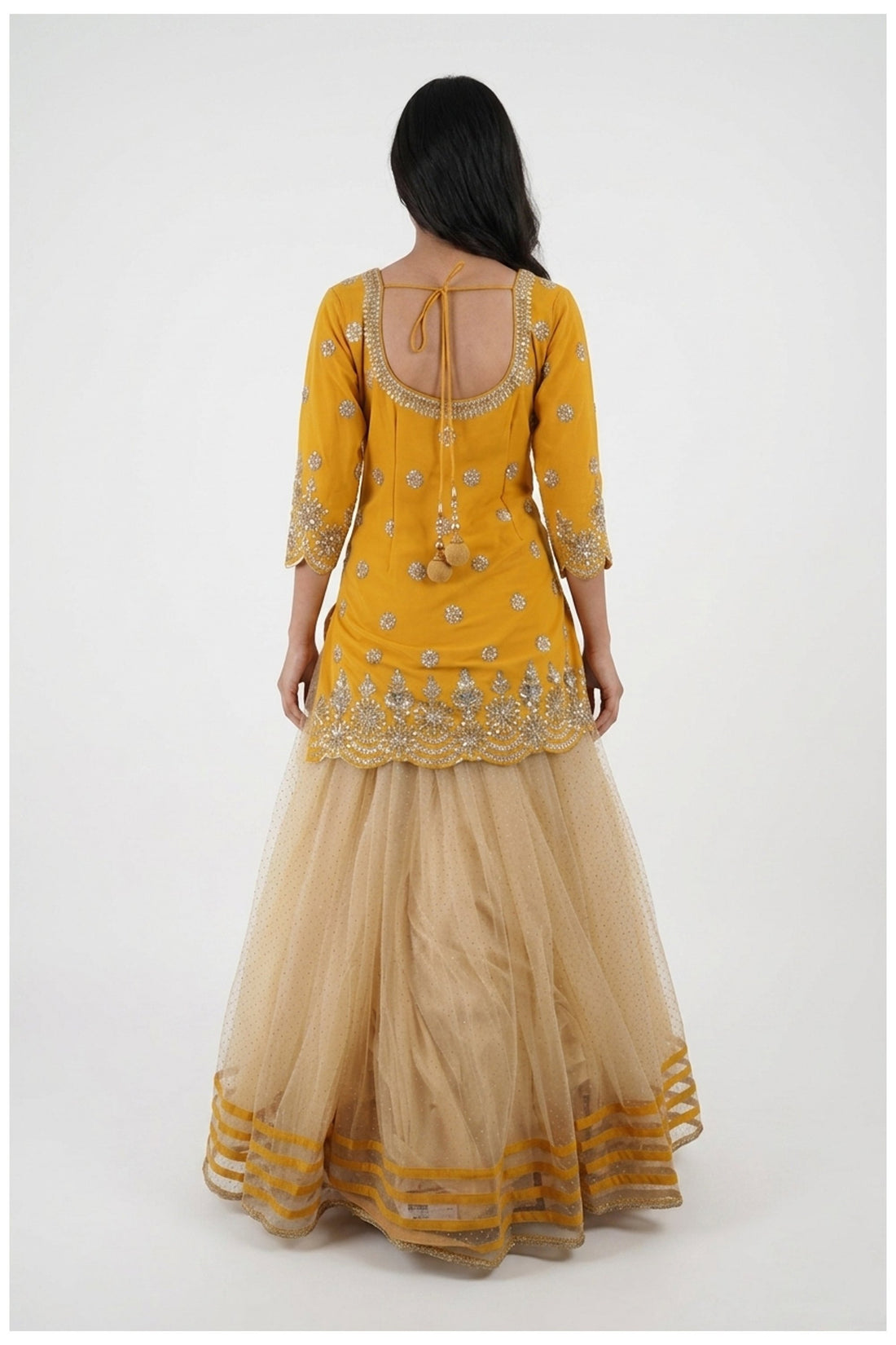 Mustard Yellow Embroidered Sharara Suit Set