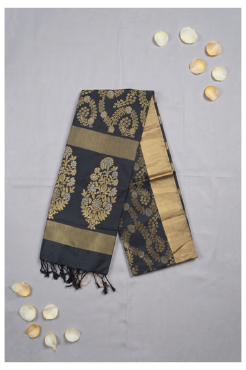 Black Banarasi Pure Silk Wedding Party Wear Saree