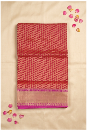 Rani Pink Pure Silk South Saree For Wedding & Party