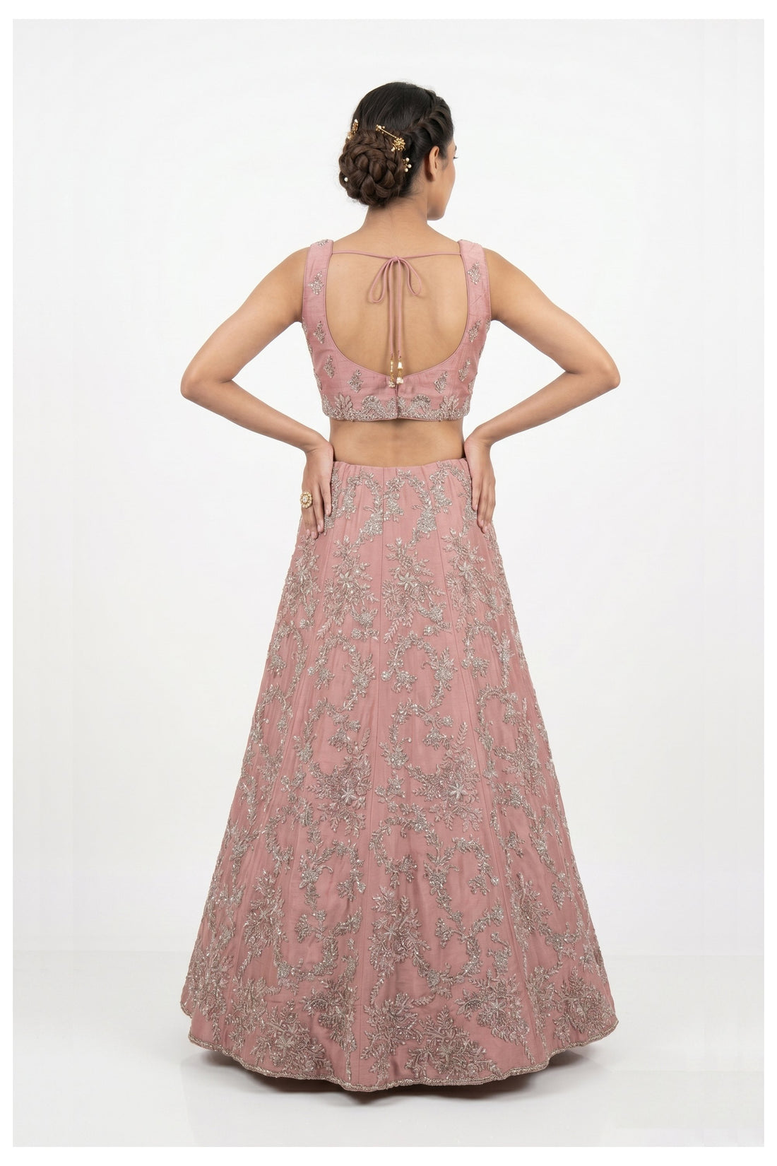 Blush Pink Hand Embroidered Designer Lehenga Choli