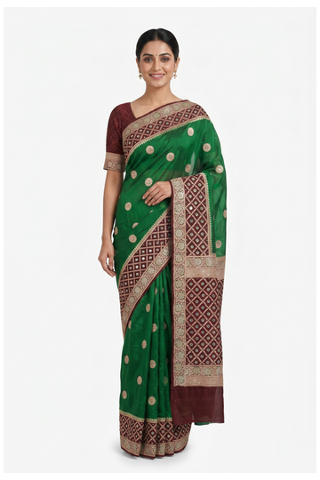Maroon Banarasi Georgette Art Silk Wedding Saree